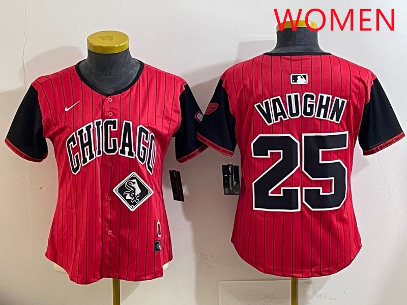 Women 2025 Chicago White Sox #25 Vaughn Red Joint Name Nike MLB Jersey style 31->women mlb jersey->Women Jersey